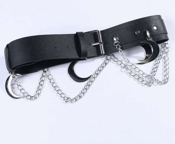 Y2K Grunge Moon Pendant Metal Chain Belt - 90S Fashion, Retro Style, Gothic Y2K Accessory Y2K Grunge Moon Pendant Metal Chain Belt - 90S Fashion, Retro Style, Gothic Y2K Accessory