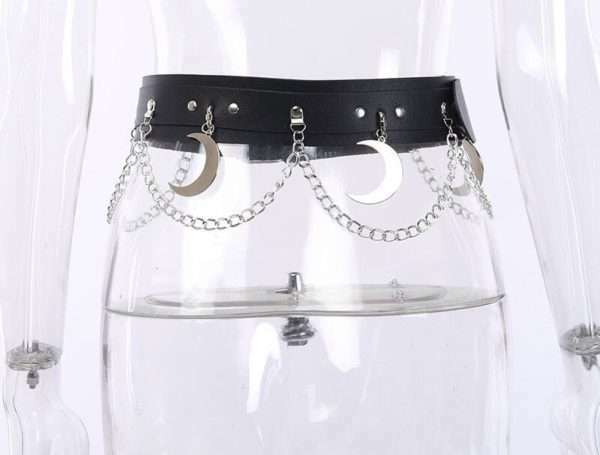 Y2K Grunge Moon Pendant Metal Chain Belt - 90S Fashion, Retro Style, Gothic Y2K Accessory Y2K Grunge Moon Pendant Metal Chain Belt - 90S Fashion, Retro Style, Gothic Y2K Accessory