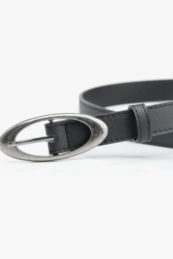 Y2K Grunge Oval Buckle Belt - Retro 90S Fashion, Gothic Y2K, Pastel Goth, Y2K Club Out