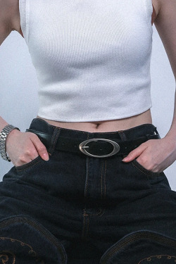 Y2K Grunge Oval Buckle Belt - Retro 90S Fashion, Gothic Y2K, Pastel Goth, Y2K Club Out