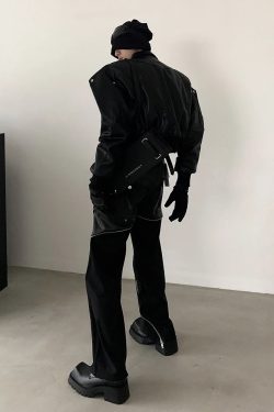 Y2K Grunge Oversized Leather Jacket - 90S Retro Style, Y2K Fashion, Gothic Y2K Outfits