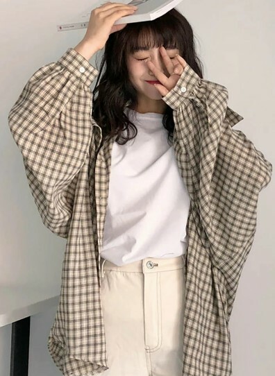 Y2K Grunge Oversized Plaid Shirt - Retro 90S Fashion, Summer Y2K Outfits, Pastel Goth Style Y2K Grunge Oversized Plaid Shirt - Retro 90S Fashion, Summer Y2K Outfits, Pastel Goth Style