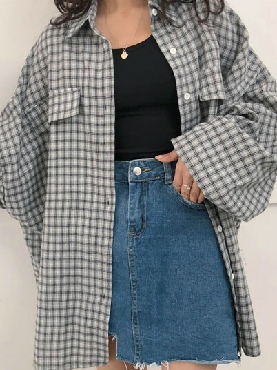 Y2K Grunge Oversized Plaid Shirt - Retro 90S Fashion, Summer Y2K Outfits, Pastel Goth Style Y2K Grunge Oversized Plaid Shirt - Retro 90S Fashion, Summer Y2K Outfits, Pastel Goth Style
