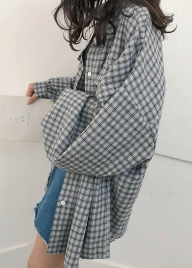 Y2K Grunge Oversized Plaid Shirt - Retro 90S Fashion, Summer Y2K Outfits, Pastel Goth Style Y2K Grunge Oversized Plaid Shirt - Retro 90S Fashion, Summer Y2K Outfits, Pastel Goth Style