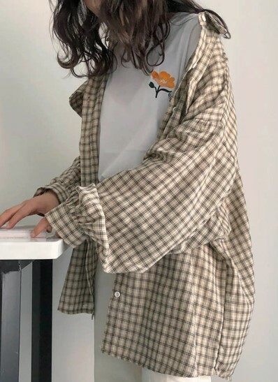 Y2K Grunge Oversized Plaid Shirt - Retro 90S Fashion, Summer Y2K Outfits, Pastel Goth Style Y2K Grunge Oversized Plaid Shirt - Retro 90S Fashion, Summer Y2K Outfits, Pastel Goth Style