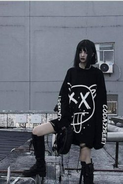 Y2K Grunge Oversized Sweatshirt - 90S Fashion, Retro Style, Y2K Summer Outfits, Y2K Club Fits