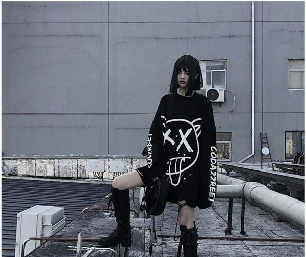 Y2K Grunge Oversized Sweatshirt - 90S Fashion, Retro Style, Y2K Summer Outfits, Y2K Club Fits Y2K Grunge Oversized Sweatshirt - 90S Fashion, Retro Style, Y2K Summer Outfits, Y2K Club Fits