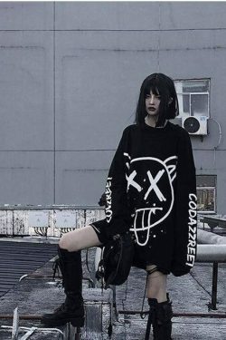 Y2K Grunge Oversized Sweatshirt - 90S Fashion, Retro Style, Y2K Summer Outfits, Y2K Club Fits