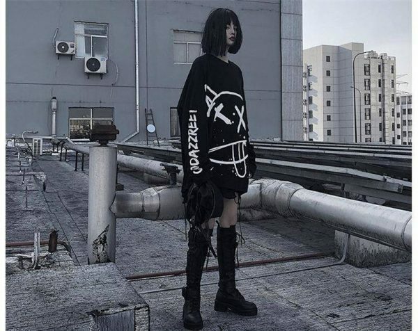 Y2K Grunge Oversized Sweatshirt - 90S Fashion, Retro Style, Y2K Summer Outfits, Y2K Club Fits Y2K Grunge Oversized Sweatshirt - 90S Fashion, Retro Style, Y2K Summer Outfits, Y2K Club Fits