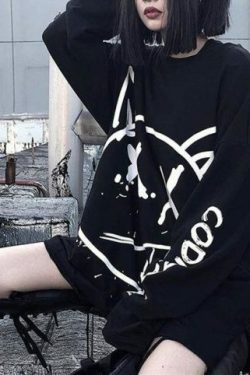 Y2K Grunge Oversized Sweatshirt - 90S Fashion, Retro Style, Y2K Summer Outfits, Y2K Club Fits