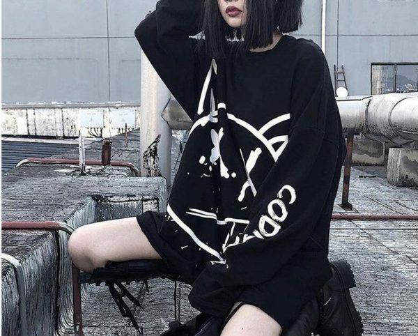 Y2K Grunge Oversized Sweatshirt - 90S Fashion, Retro Style, Y2K Summer Outfits, Y2K Club Fits Y2K Grunge Oversized Sweatshirt - 90S Fashion, Retro Style, Y2K Summer Outfits, Y2K Club Fits