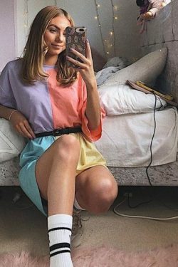 Y2K Grunge Oversized Tie Dye Top - Retro 90S Fashion, Summer Y2K Outfits, Pastel Goth Style