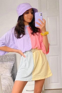 Y2K Grunge Oversized Tie Dye Top - Retro 90S Fashion, Summer Y2K Outfits, Pastel Goth Style
