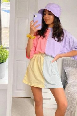 Y2K Grunge Oversized Tie Dye Top - Retro 90S Fashion, Summer Y2K Outfits, Pastel Goth Style