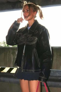 Y2K Grunge Patchwork Leather Jacket - Chic Lace-Up Crop Coat, Vintage 90S High Streetwear