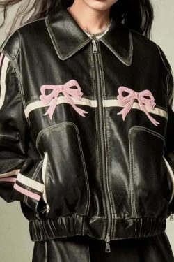 Y2K Grunge Patchwork Leather Jacket - Chic Lace-Up Crop Coat, Vintage 90S High Streetwear