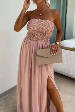 Y2K Grunge Patchwork Maxi Dress - Sleeveless Strapless Backless Summer Party Outfit For Women