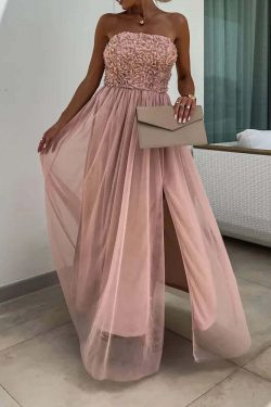 Y2K Grunge Patchwork Maxi Dress - Sleeveless Strapless Backless Summer Party Outfit For Women