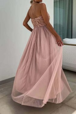 Y2K Grunge Patchwork Maxi Dress - Sleeveless Strapless Backless Summer Party Outfit For Women