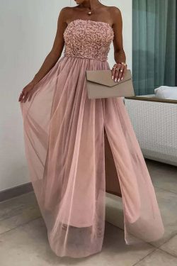 Y2K Grunge Patchwork Maxi Dress - Sleeveless Strapless Backless Summer Party Outfit For Women