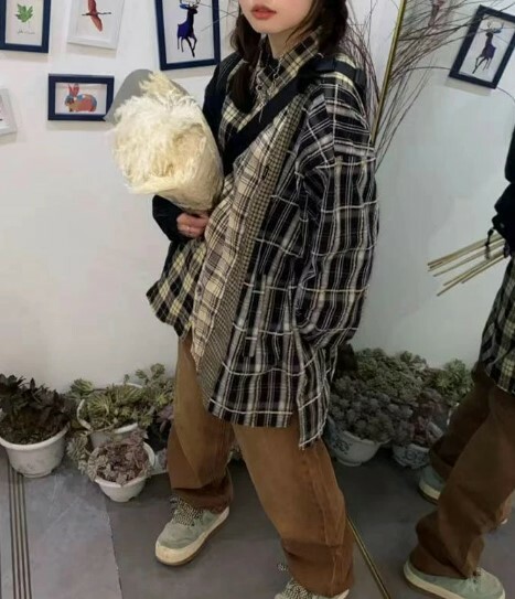 Y2K Grunge Patchwork Plaid Long Sleeve - Retro 90S Summer Outfit, Gothic Y2K Fashion Y2K Grunge Patchwork Plaid Long Sleeve - Retro 90S Summer Outfit, Gothic Y2K Fashion