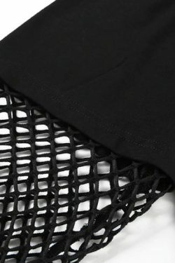 Y2K Grunge Patchwork Sleeve Top - 90S Fashion, Retro Style, Y2K Summer Outfits, Gothic Y2K