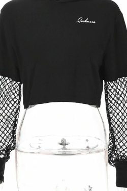 Y2K Grunge Patchwork Sleeve Top - 90S Fashion, Retro Style, Y2K Summer Outfits, Gothic Y2K