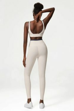 Y2K Grunge Peyton Sports Bra & Leggings Set - Milk White Retro 90S Summer Outfit