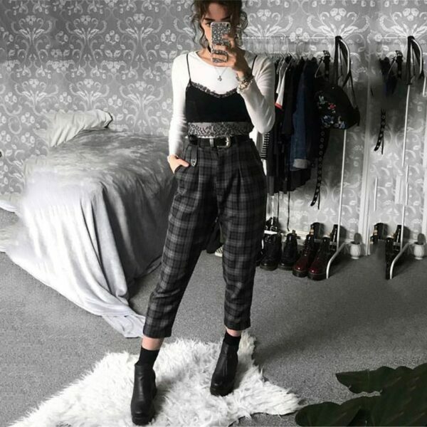 Y2K Grunge Plaid Pants - Retro 90S Fashion, Summer Y2K Outfits, Gothic Y2K Style Y2K Grunge Plaid Pants - Retro 90S Fashion, Summer Y2K Outfits, Gothic Y2K Style
