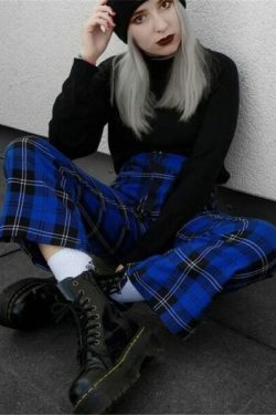 Y2K Grunge Plaid Pants - Retro 90S Fashion, Summer Y2K Outfits, Gothic Y2K Style