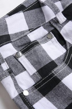 Y2K Grunge Plaid Pants Slim Fit - Retro 90S Fashion, Y2K Summer Outfits, Gothic Y2K Style