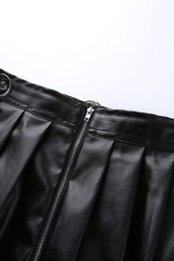 Y2K Grunge Pleated Metal Ring Skirt - 90S Fashion, Retro Style, Gothic Y2K, Summer Outfit