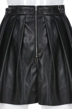 Y2K Grunge Pleated Metal Ring Skirt - 90S Fashion, Retro Style, Gothic Y2K, Summer Outfit