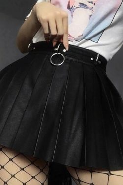Y2K Grunge Pleated Metal Ring Skirt - 90S Fashion, Retro Style, Gothic Y2K, Summer Outfit