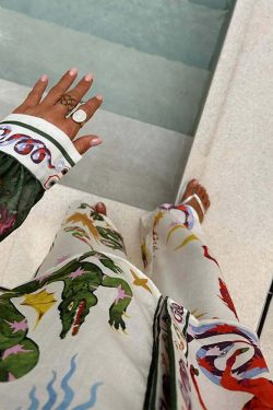 Y2K Grunge Print Shirt & Wide Leg Pants Set - Retro 90S Summer High Street Fashion Outfit