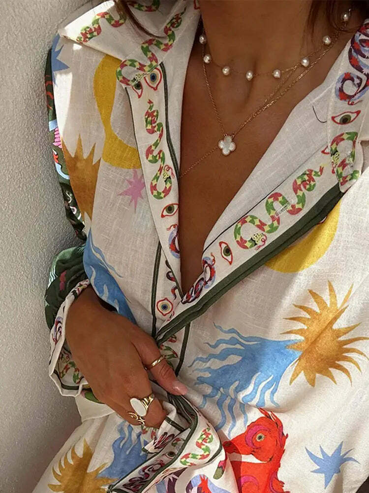 Y2K Grunge Print Shirt & Wide Leg Pants Set - Retro 90S Summer High Street Fashion Outfit Y2K Grunge Print Shirt & Wide Leg Pants Set - Retro 90S Summer High Street Fashion Outfit