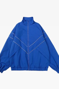 Y2K Grunge Reflective Stripe Jacket - 90S Retro Summer Outfit, Y2K Club & Party Fashion