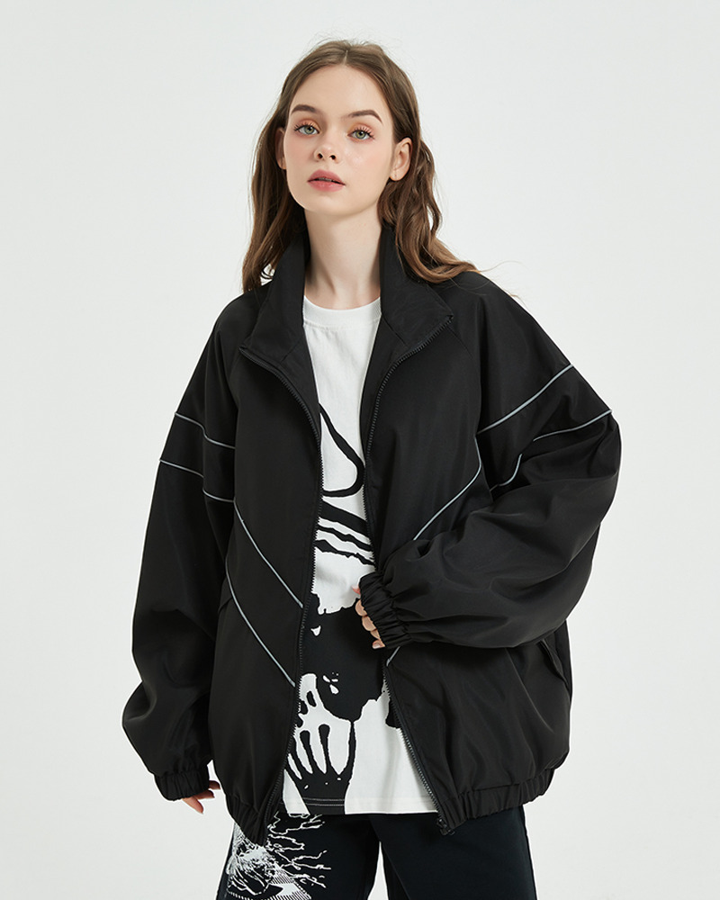 Y2K Grunge Reflective Stripe Jacket - 90S Retro Summer Outfit, Y2K Club & Party Fashion Y2K Grunge Reflective Stripe Jacket - 90S Retro Summer Outfit, Y2K Club & Party Fashion