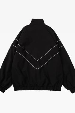 Y2K Grunge Reflective Stripe Jacket - 90S Retro Summer Outfit, Y2K Club & Party Fashion