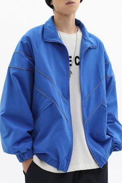 Y2K Grunge Reflective Stripe Jacket - 90S Retro Summer Outfit, Y2K Club & Party Fashion