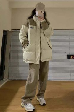 Y2K Grunge Retro 90S Fashion Women'S Down Cotton Jacket Coat - Loose Thickening Parka