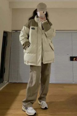 Y2K Grunge Retro 90S Fashion Women'S Down Cotton Jacket Coat - Loose Thickening Parka