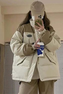 Y2K Grunge Retro 90S Fashion Women'S Down Cotton Jacket Coat - Loose Thickening Parka