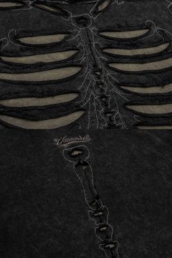 Y2K Grunge Skeleton Ribcage Hoodie - 90S Retro Goth Fashion, Perfect For Y2K Summer Outfits