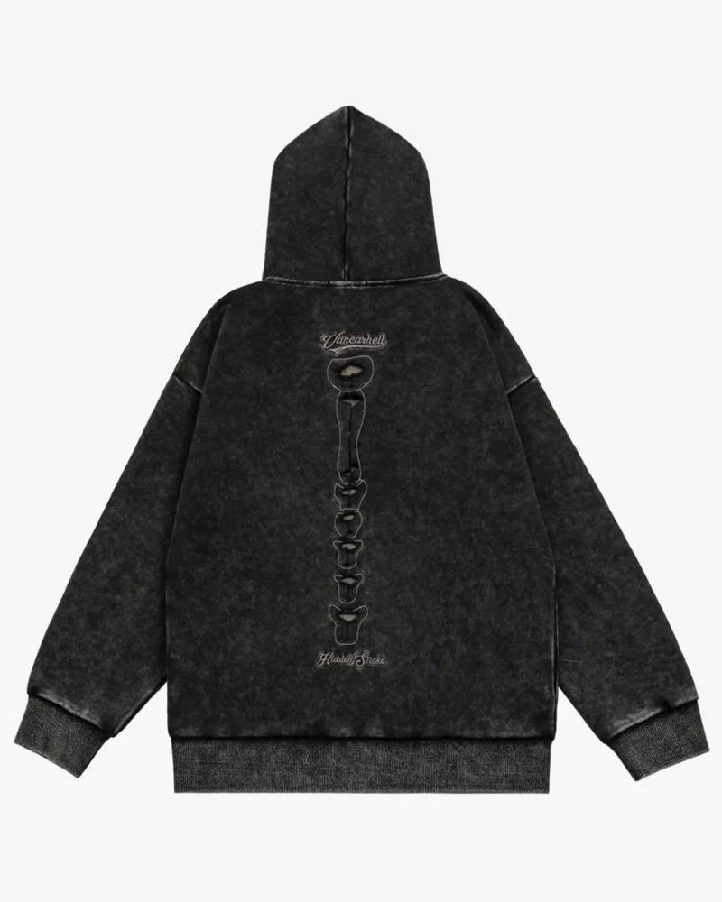 Y2K Grunge Skeleton Ribcage Hoodie - 90S Retro Goth Fashion, Perfect For Y2K Summer Outfits Y2K Grunge Skeleton Ribcage Hoodie - 90S Retro Goth Fashion, Perfect For Y2K Summer Outfits