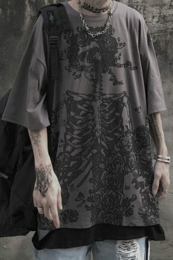 Y2K Grunge Skeleton Shirt - Retro 90S Fashion, Gothic Y2K, Summer Y2K Outfits, Y2K Club