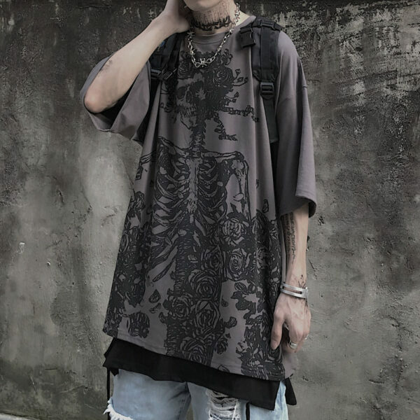 Y2K Grunge Skeleton Shirt - Retro 90S Fashion, Gothic Y2K, Summer Y2K Outfits, Y2K Club Y2K Grunge Skeleton Shirt - Retro 90S Fashion, Gothic Y2K, Summer Y2K Outfits, Y2K Club