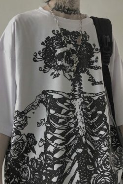 Y2K Grunge Skeleton Shirt - Retro 90S Fashion, Gothic Y2K, Summer Y2K Outfits, Y2K Club