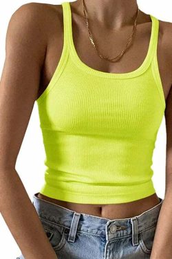 Y2K Grunge Sleeveless Ribbed Knit Tank Top - Sexy Bodycon Cami For 90S Summer Clubwear