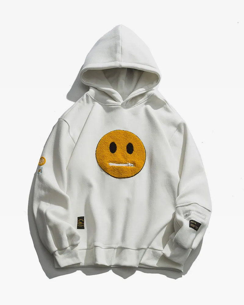 Y2K Grunge Smiley Face Hoodie - Retro 90S Fashion, Summer Y2K Outfits, Pastel Goth Style Y2K Grunge Smiley Face Hoodie - Retro 90S Fashion, Summer Y2K Outfits, Pastel Goth Style